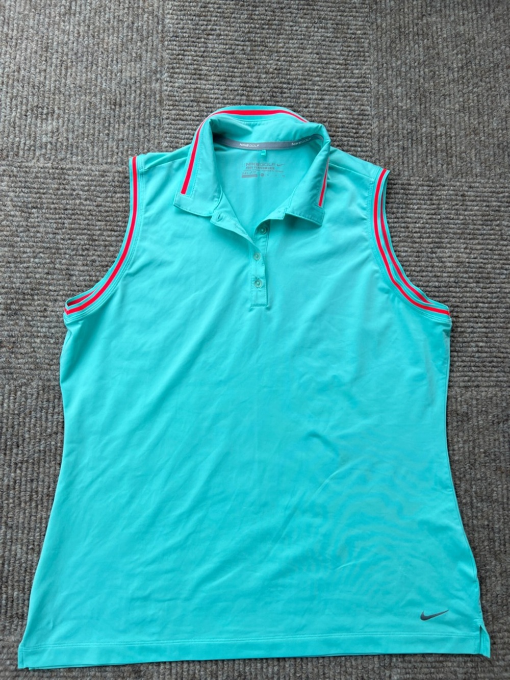 Nike Golf Womens Sleeveless Polo Shirt Green Blue Pink Striped Dri-Fit Sz XL